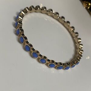 Gold Tone Bracelet with Blue Sparkly Rhinestone